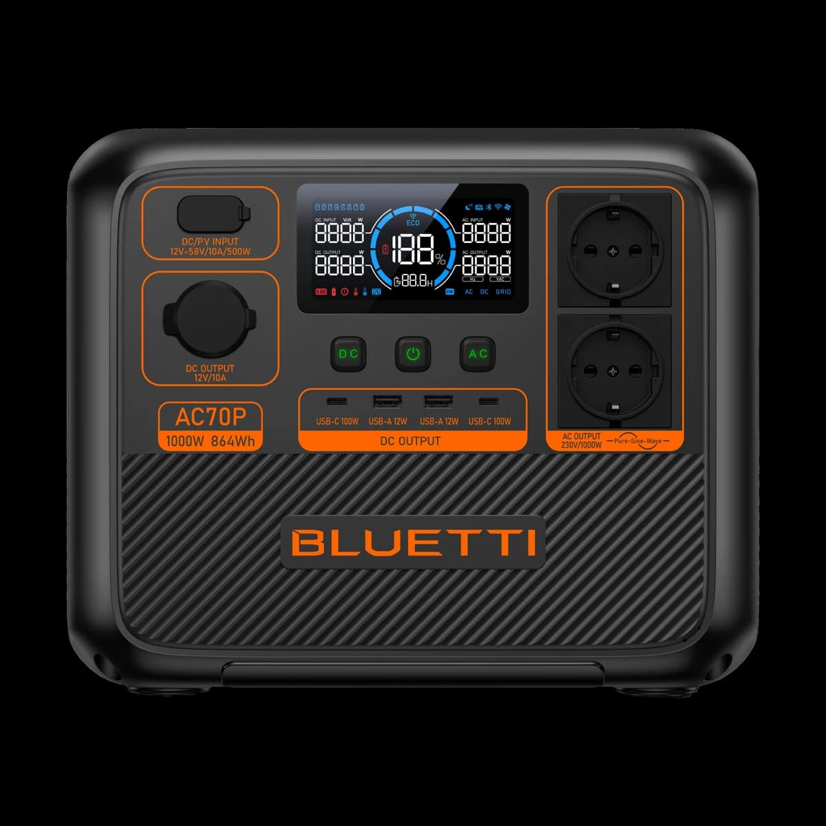 Портативная зарядная станция BLUETTI AC70P (Premium 80, 864 Вт·ч)
